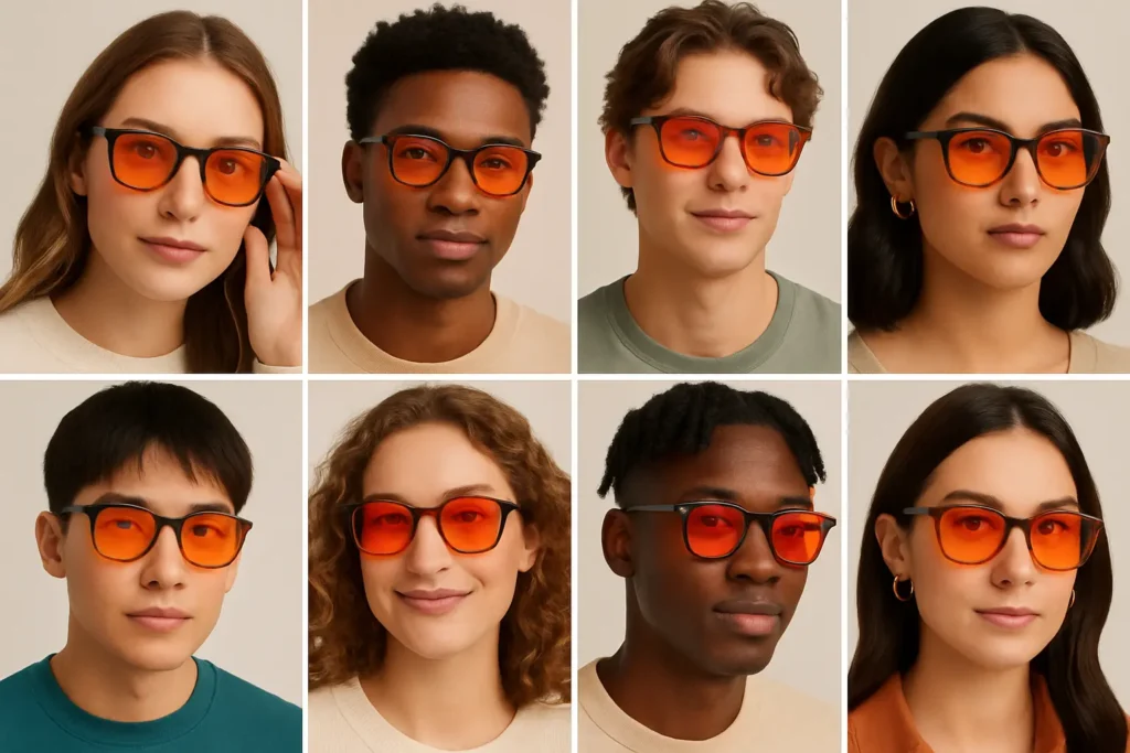 یک کلاژ از جوانان که عینک های بلوکات به چشم دارند