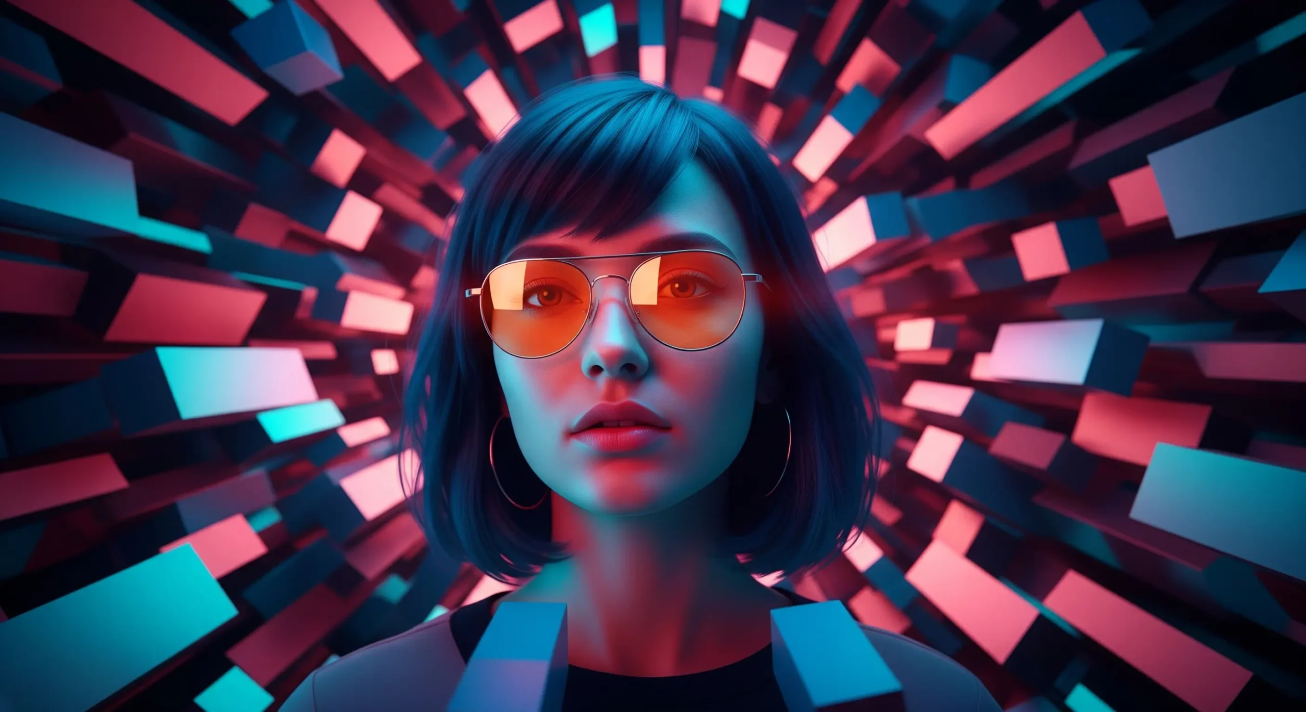 یک تصویر بصری جذاب و مد روز که نشان دهنده عینک های محافظ چشم است، مناسب برای بنر وب سایت یا تصویر ویژه. تصویر باید مدرن، تمیز و جذاب برای مخاطبان نسل زد باشد. می تواند یک عینک شیک، فردی که در یک محیط دیجیتال از آن استفاده می کند یا یک نمایش انتزاعی از محافظت چشم را نشان دهد. استفاده از رنگ های زنده و ترکیب بندی پویا را در نظر بگیرید. لنزها باید نارنجی یا زرد باشند. هیچ متنی نباید در تصویر گنجانده شود.