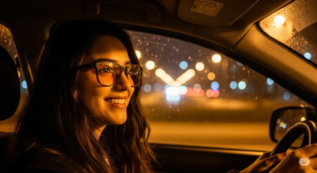 زنی که عینک بلوکات زده