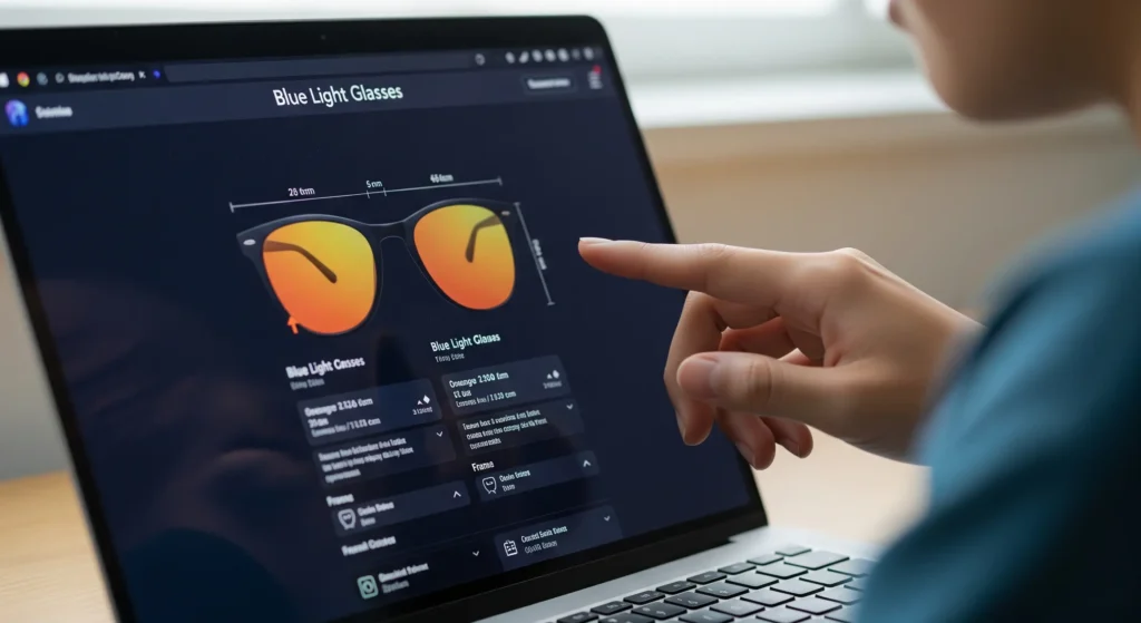 پسری در حال بررسی عینک بلوکات برا خرید